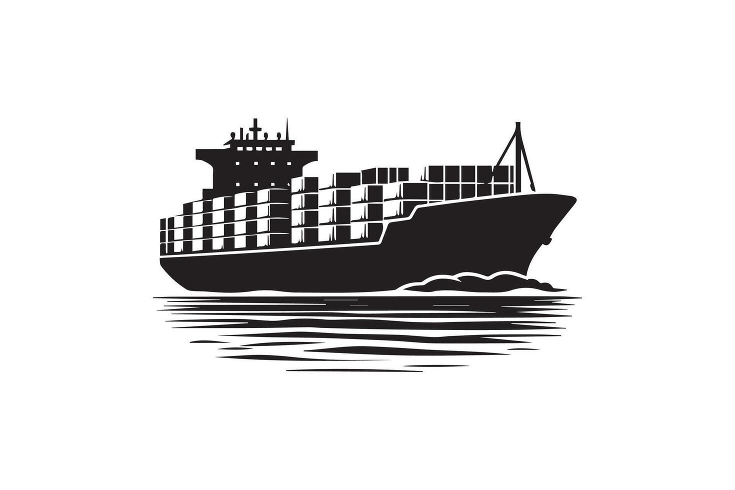 a black and white logo of cargo ship vector