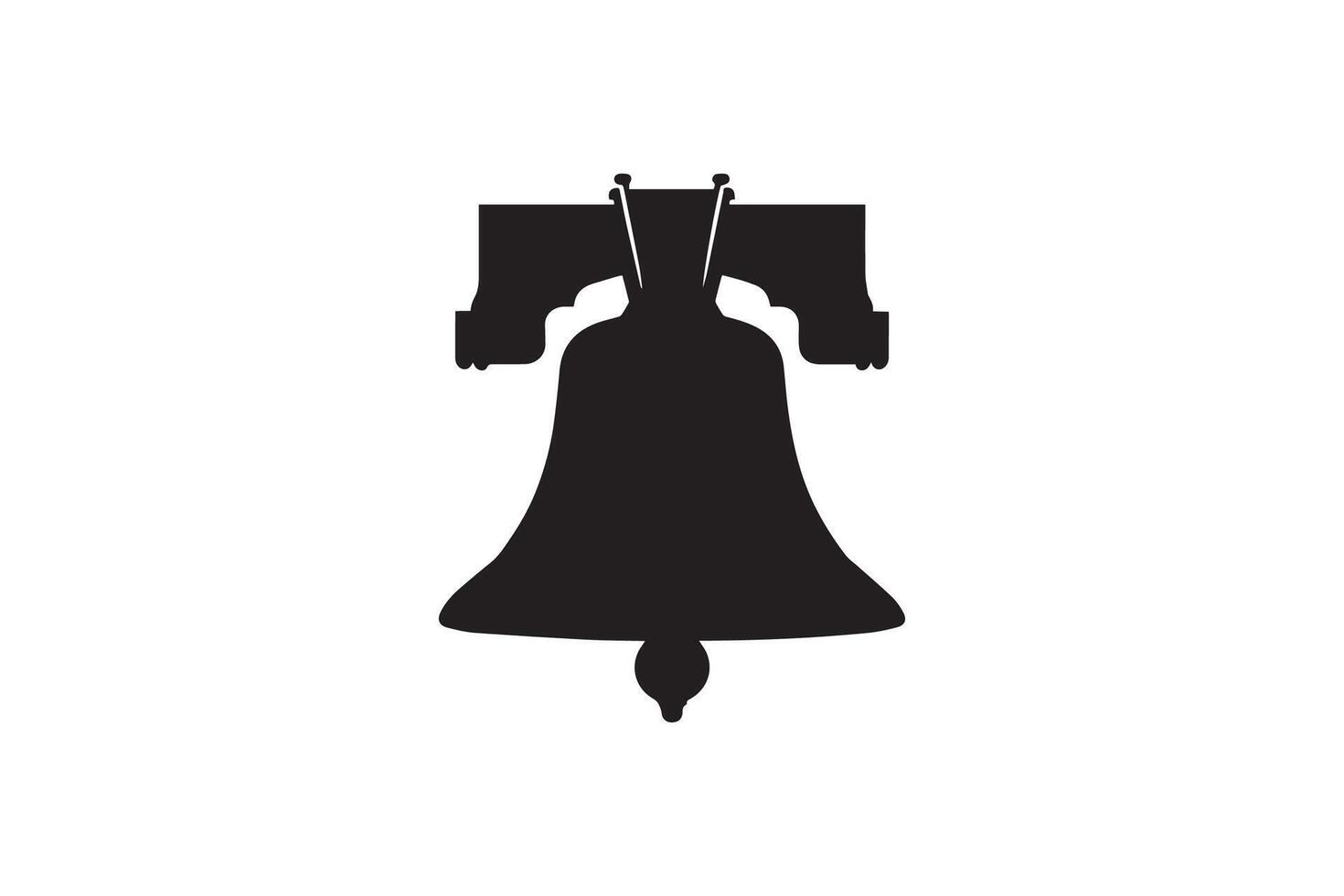 The liberty bell is shown in black and white vector