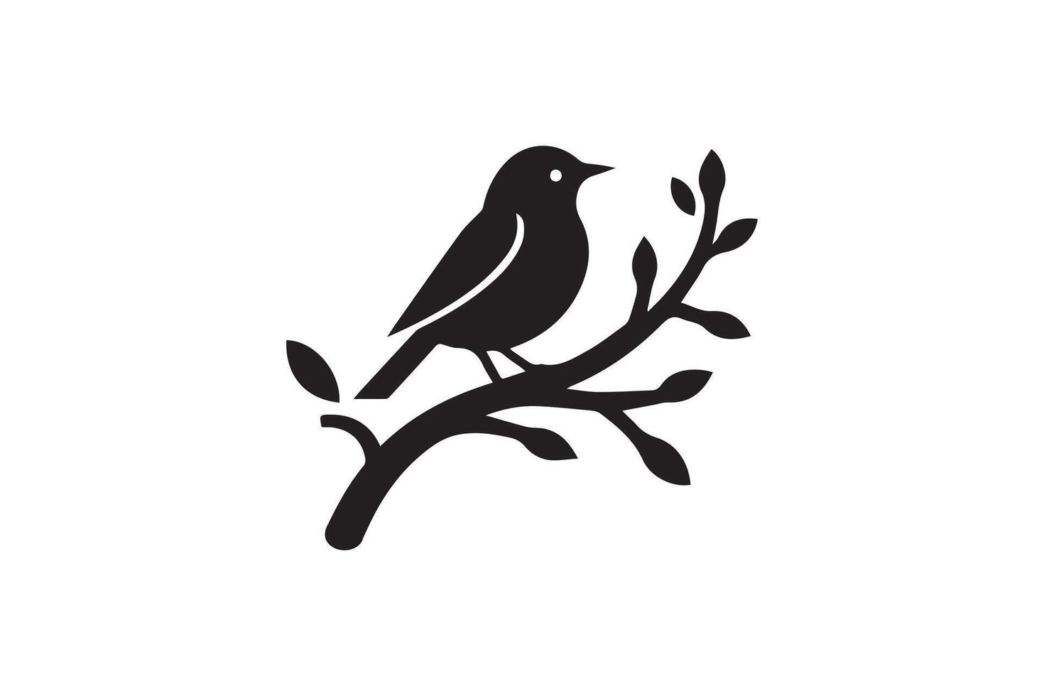 Bird on branch icon illustration vector
