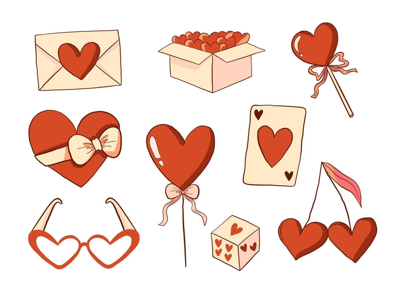 Colorful heart illustrations collection vector