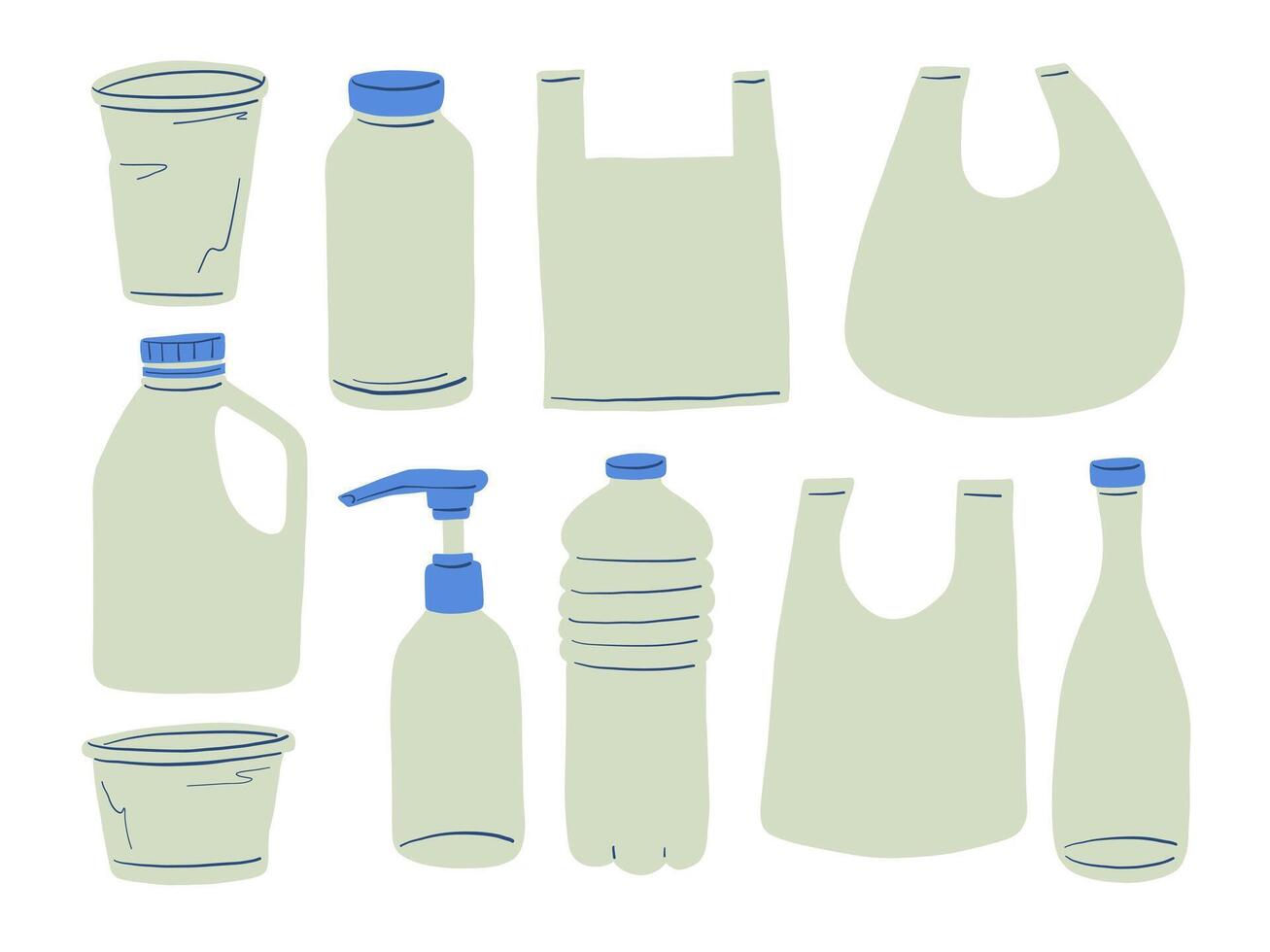 Different plastic containers and bottles vector