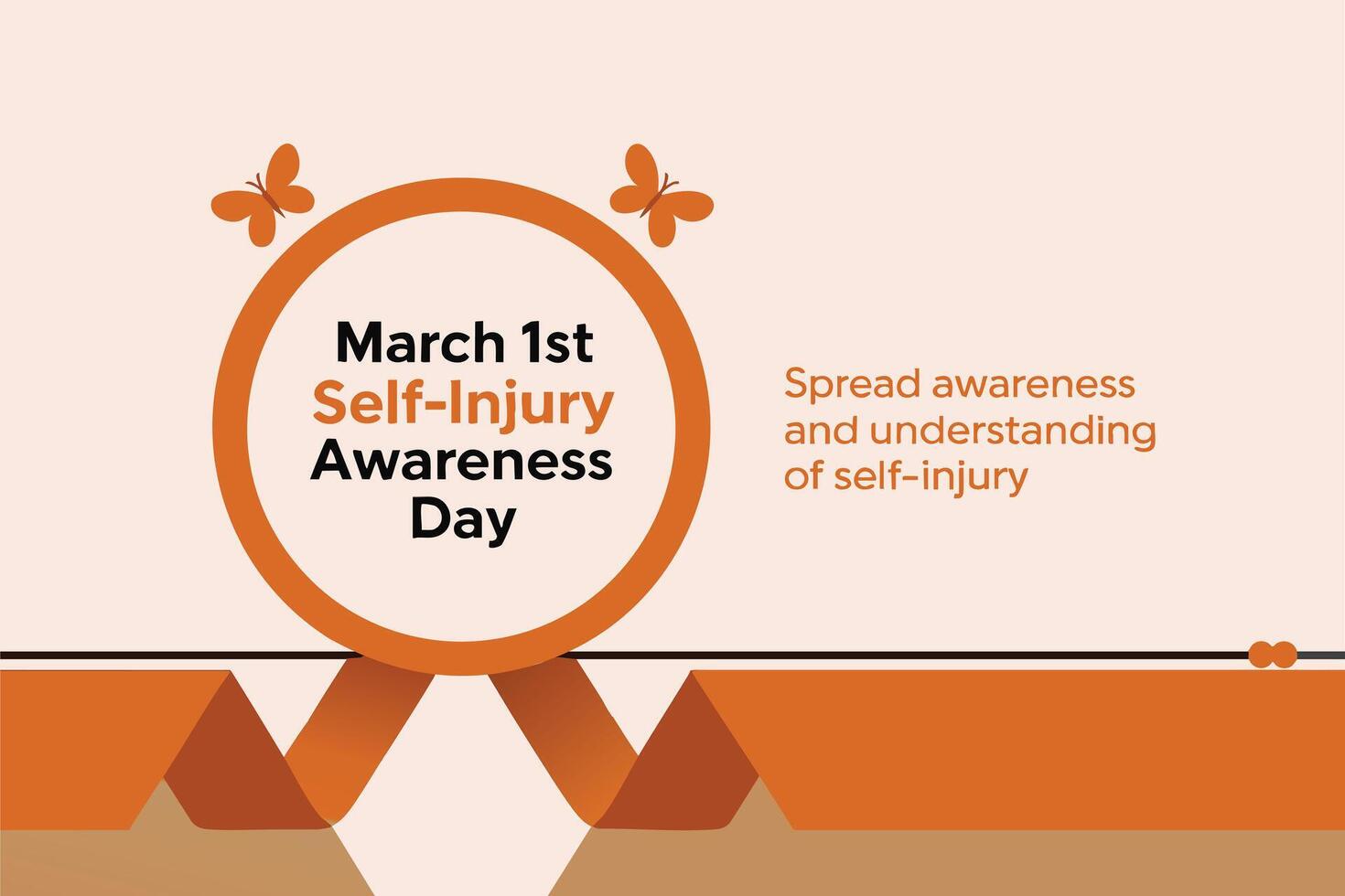 March First Self-Injury Awareness Day campaign promotes understanding and support for mental health awareness. vector