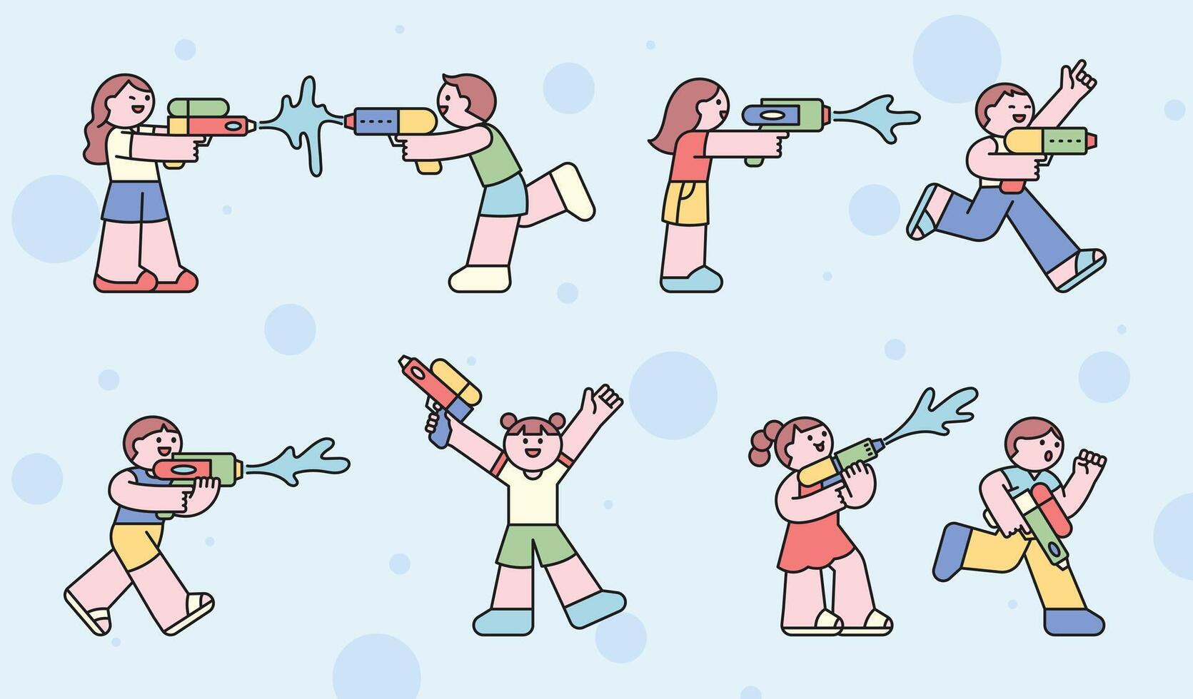 Kids playing with water guns vector