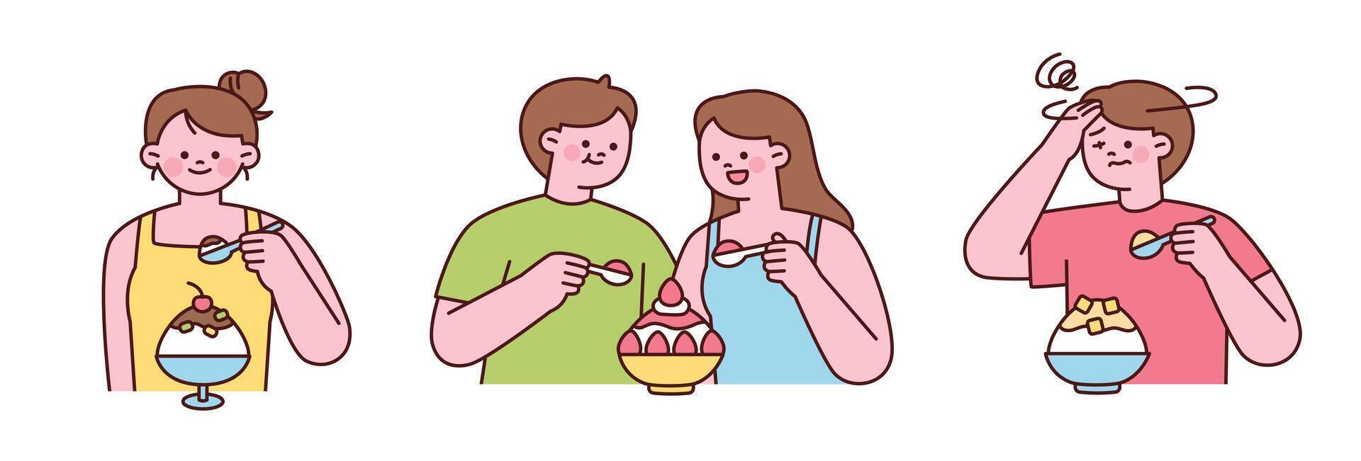 People enjoying ice cream together vector