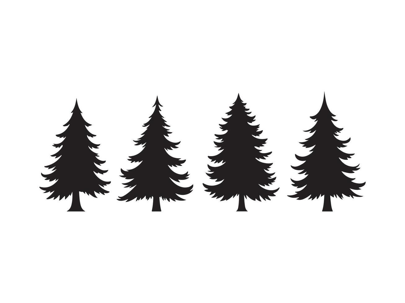 Silhouette of evergreen pine trees in a row isolated on white background vector
