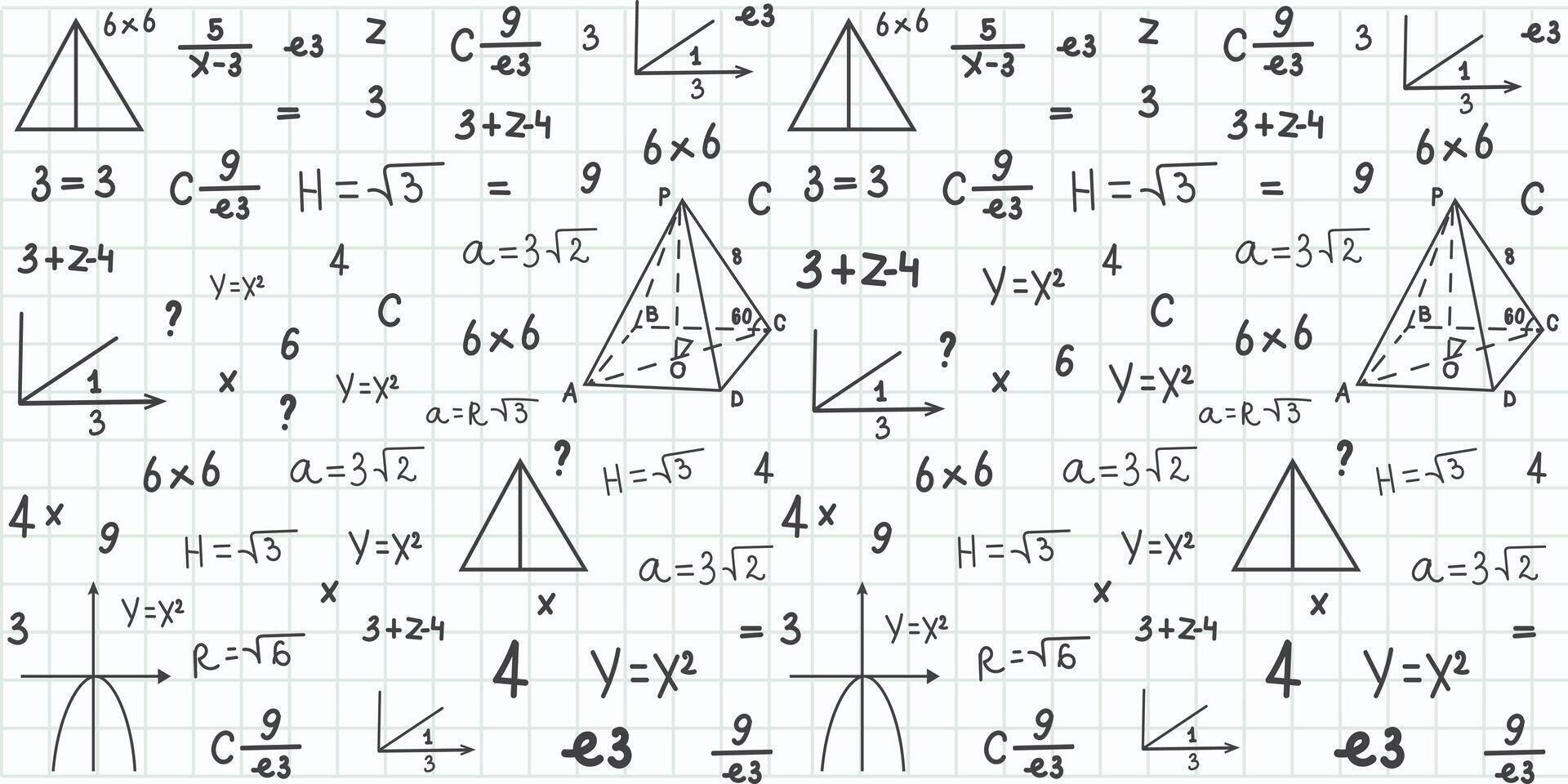 Mathematical Symbols and Formulas on Checkered Background Illustration. vector
