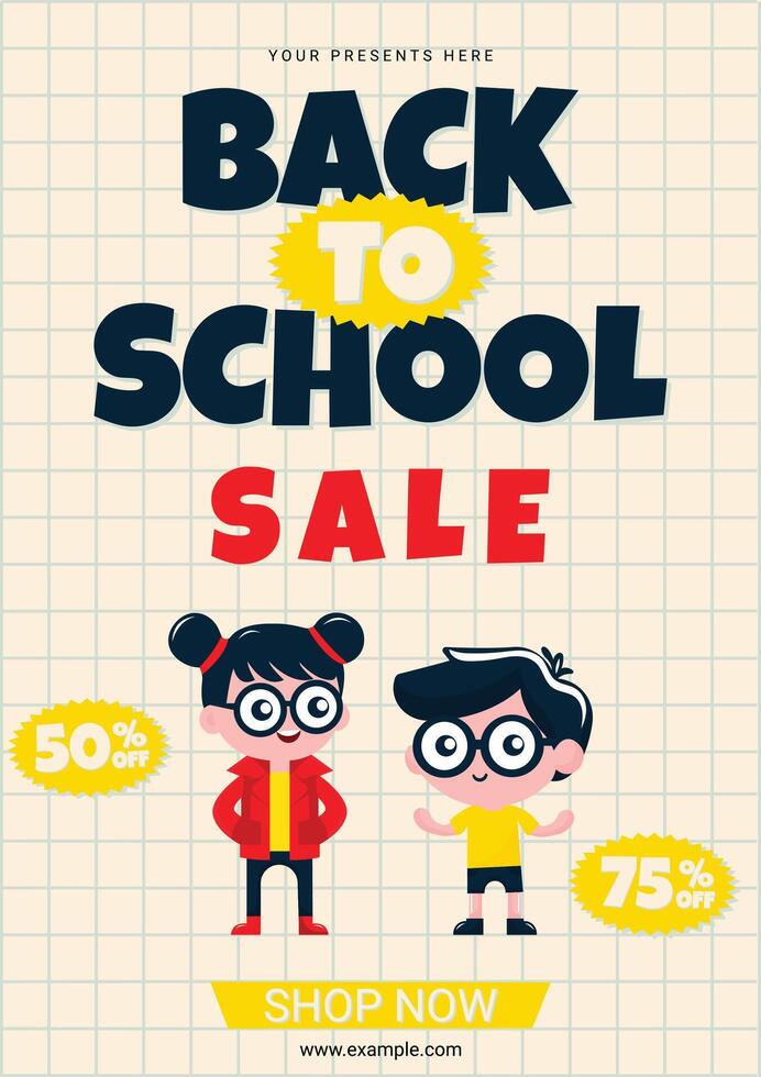 Promotional Poster for Back to School Sale Flat Design. vector