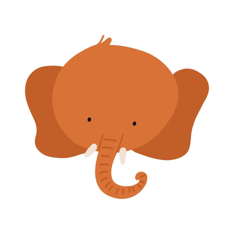 Cute elephant head cartoon in crayon style vector