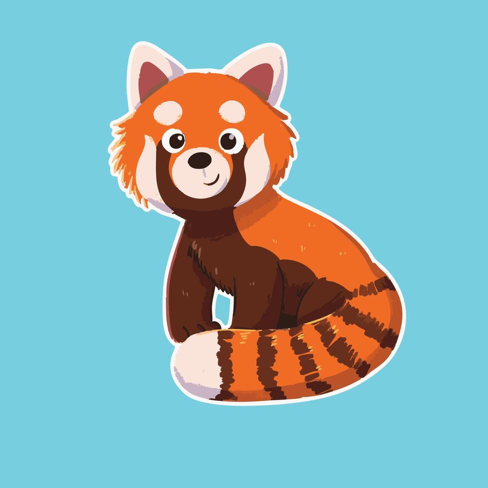 cute Red Panda cartoon in crayon style vector