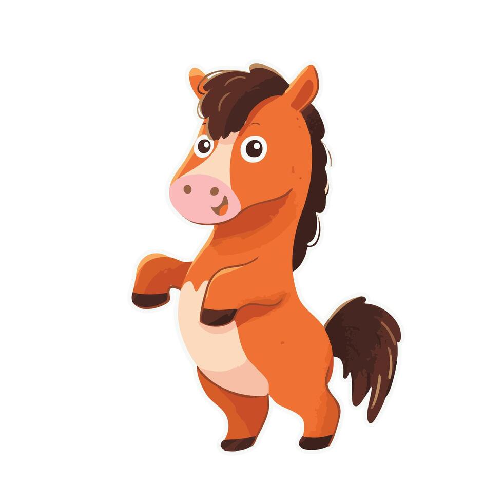 cute horses cartoon in crayon style vector