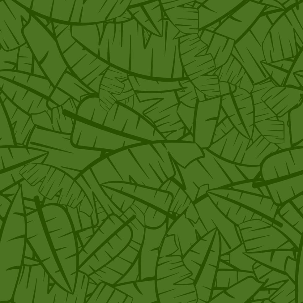 Seamless pattern with tropical leaves on a green background. vector