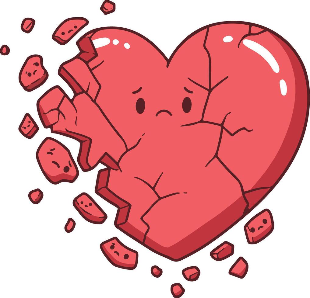 A broken heart with a broken heart in the middle vector