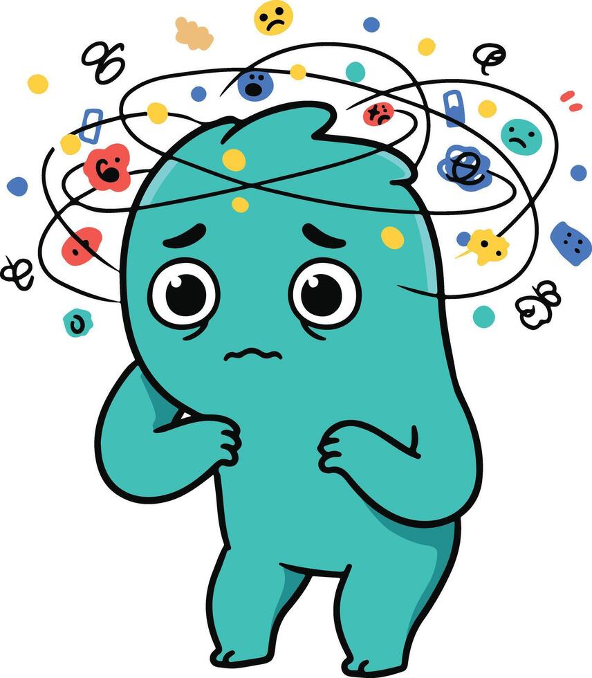 A cartoon character with a brain in his hands vector