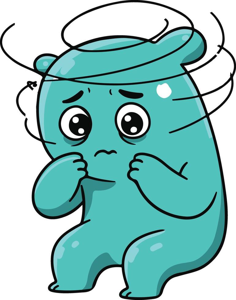 A cartoon blue bear with a sad face vector