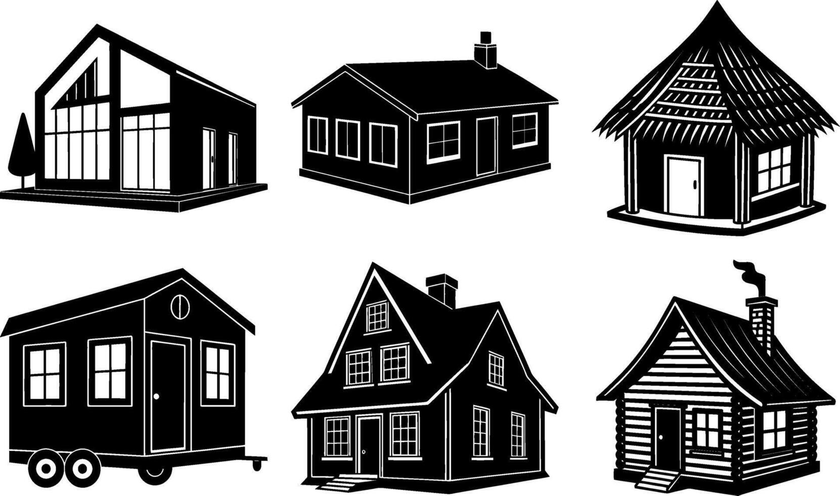 House Silhouette Clipart Bundle Collection for Home Design Logos and Commercial Projects vector