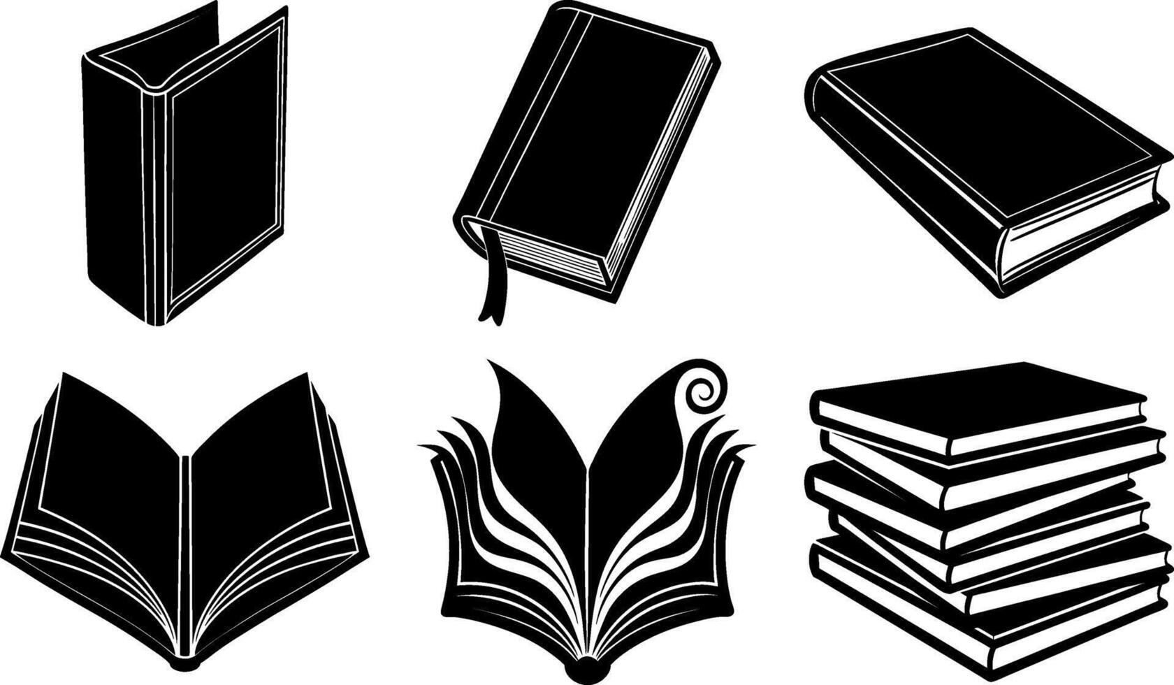 Book Silhouette Clipart Bundle Collection for Literary Design Logos and Commercial Projects vector