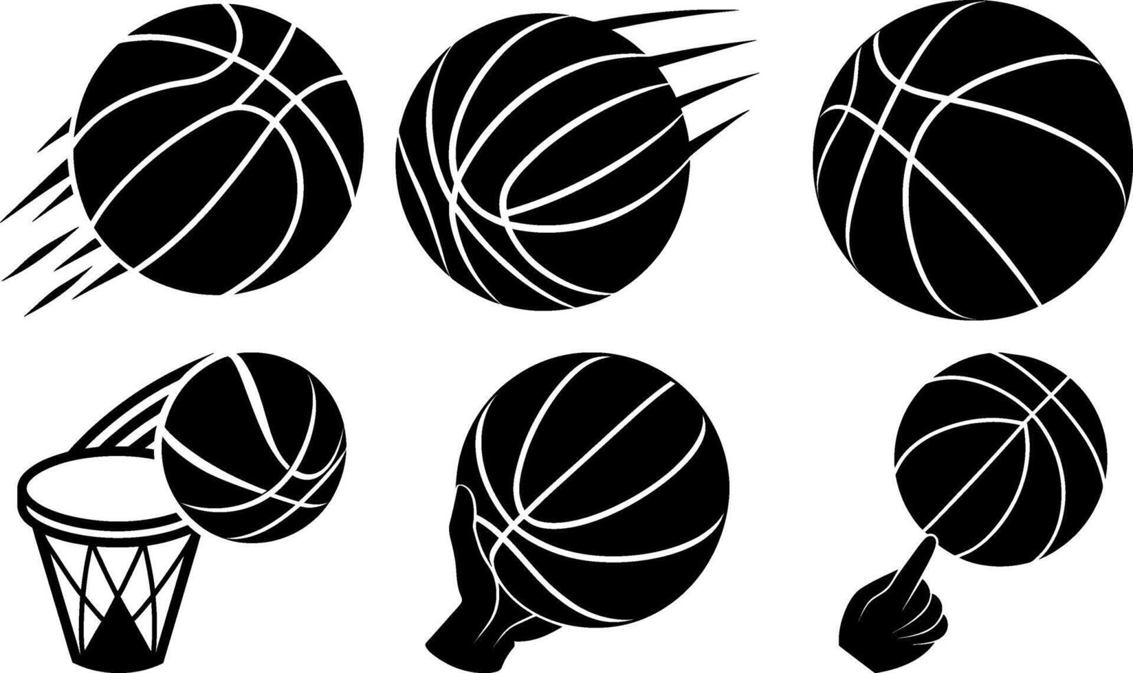 Basketball Silhouette Clipart Bundle Collection for Sports Design Logos and Commercial Projects vector