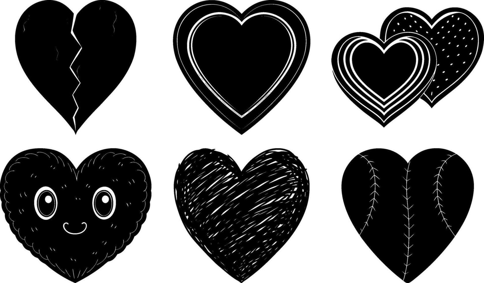 Heart Silhouette Clipart Bundle Collection for Love Themed Designs Logos and Commercial Projects vector
