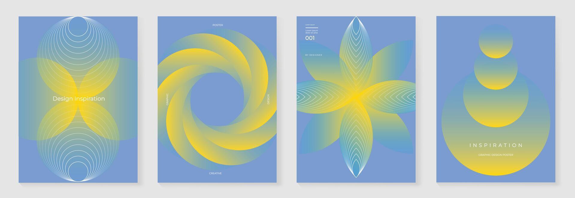 Modern gradient poster background set. Cover template with vibrant perspective geometric prism shapes and line. Ideal design for social media, cover, banner, flyer. vector