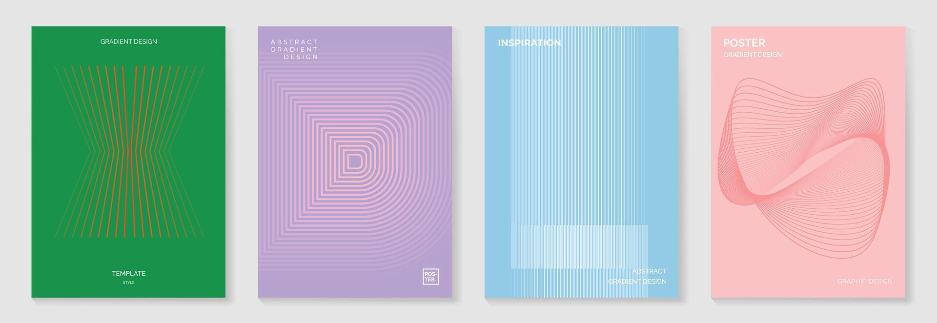 Abstract line wave gradient cover background set. vector