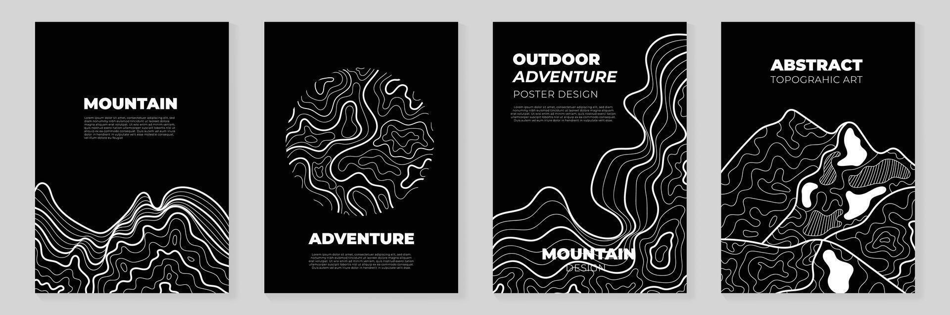 Mountain terrain map background with abstract shape line texture. Design illustration for wall art, fabric, packaging, web, banner, wallpaper, card. vector