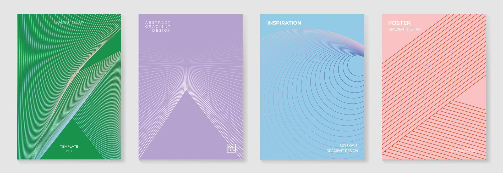 Abstract blend line wave gradient on pastel poster background set. vector