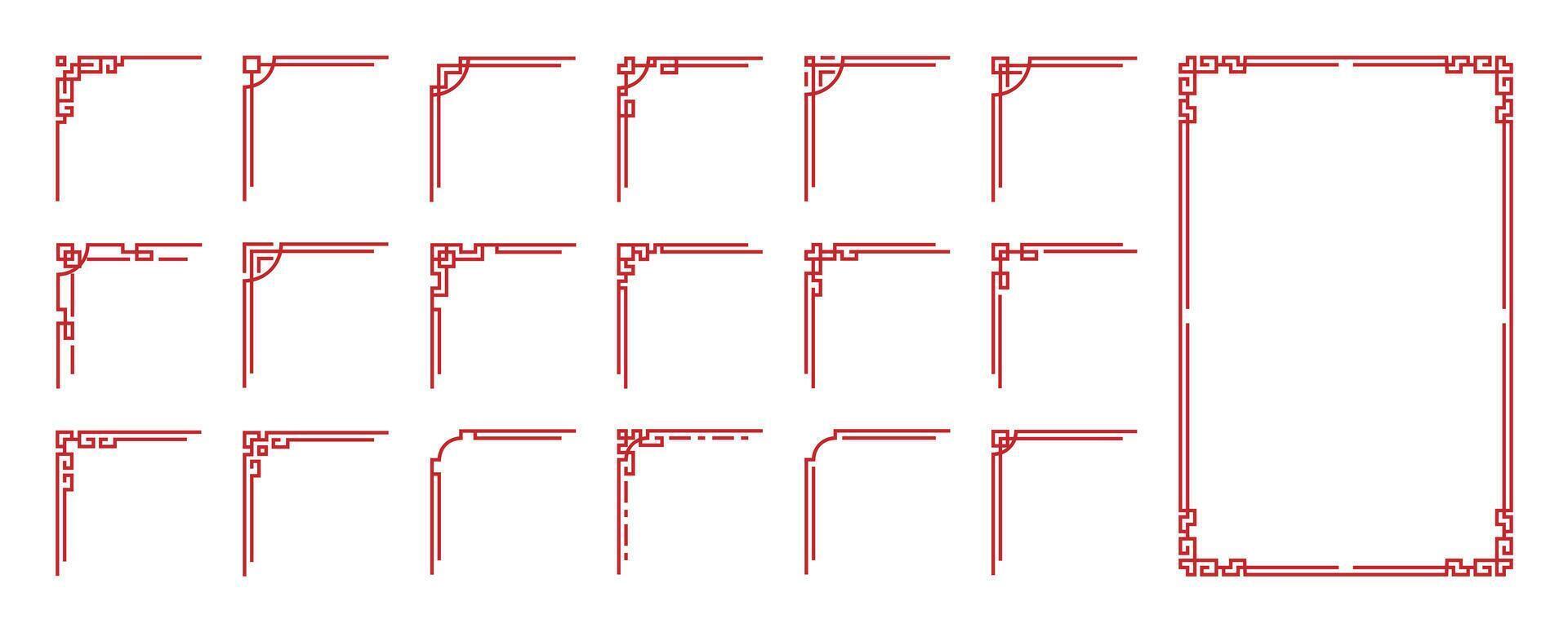 Chinese vintage frame set. vector