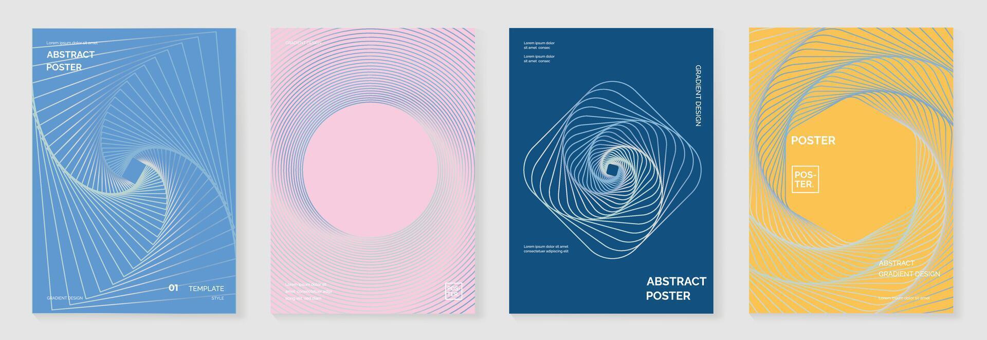 Abstract line wave on colourful poster background set. vector