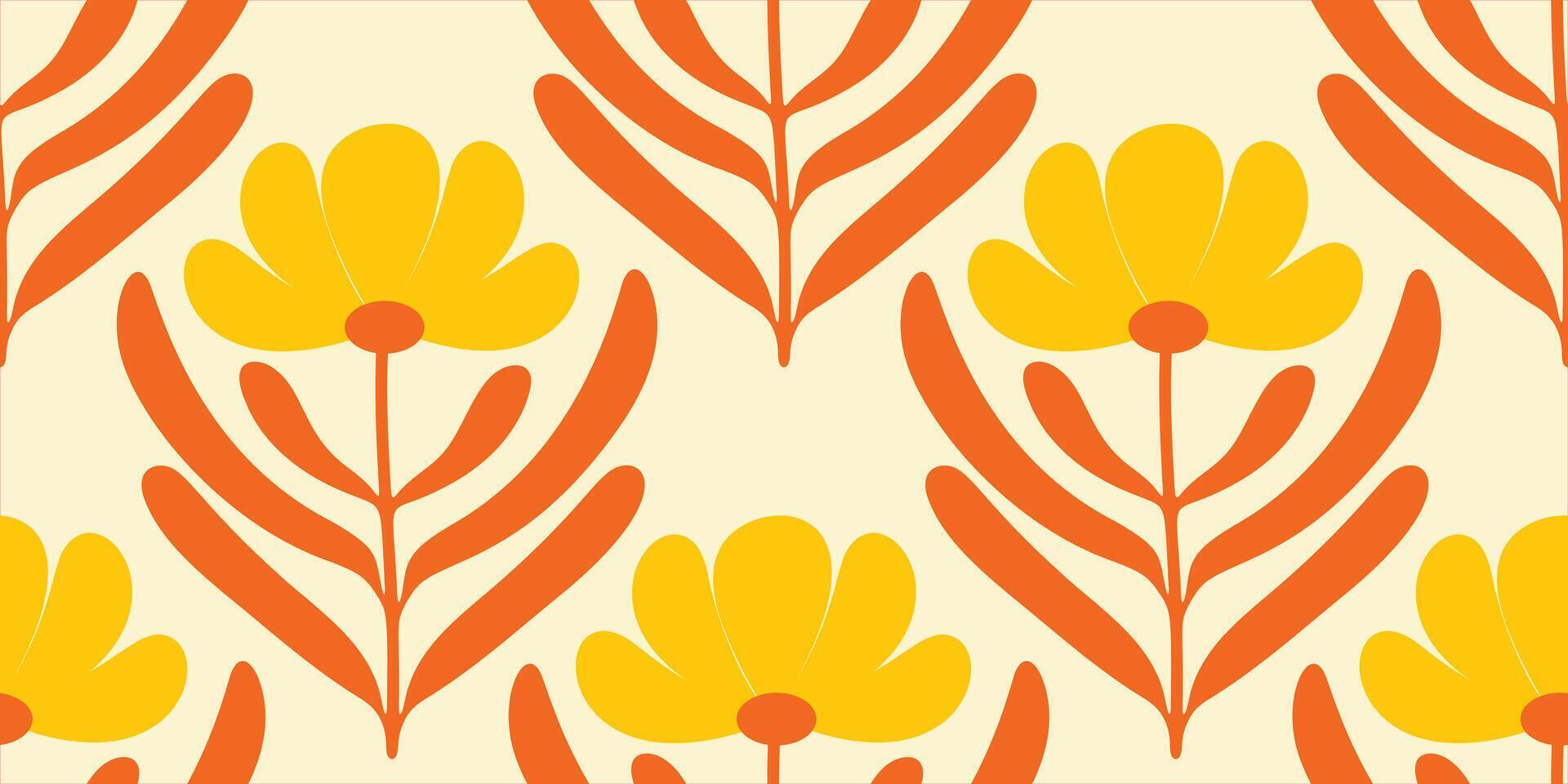 Seamless pattern with simple yellow flowers. vector