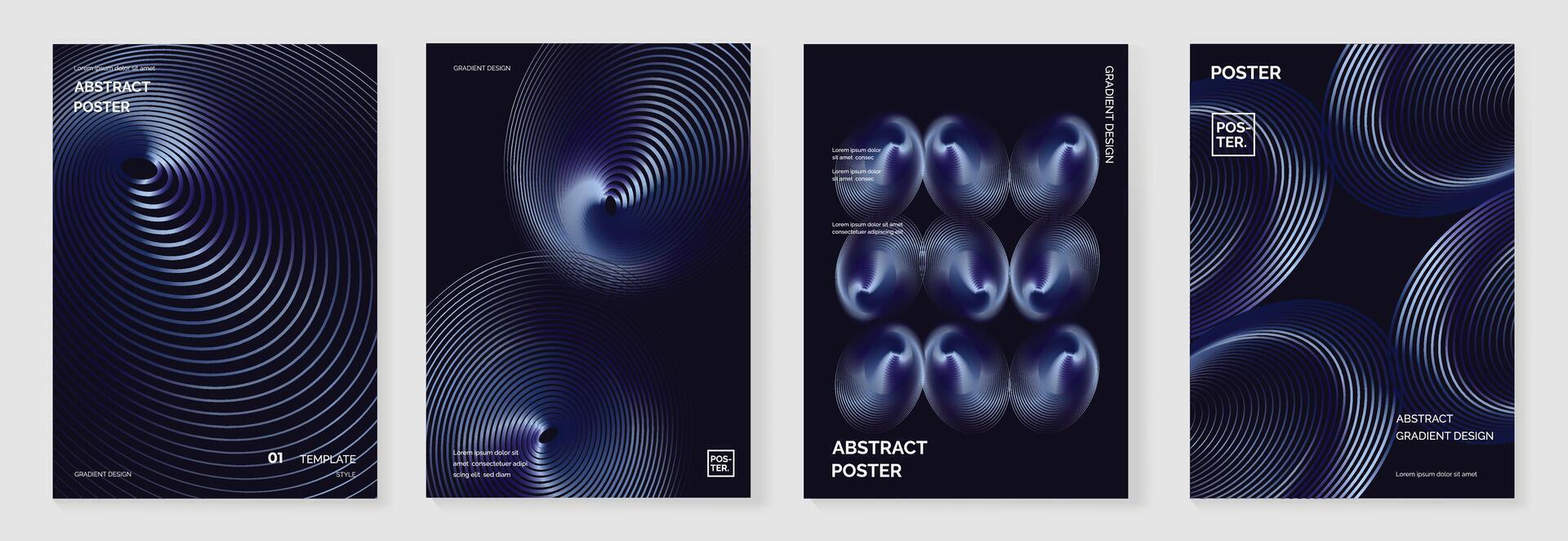 Blue line distortion and blend effect gradient poster background collection. vector