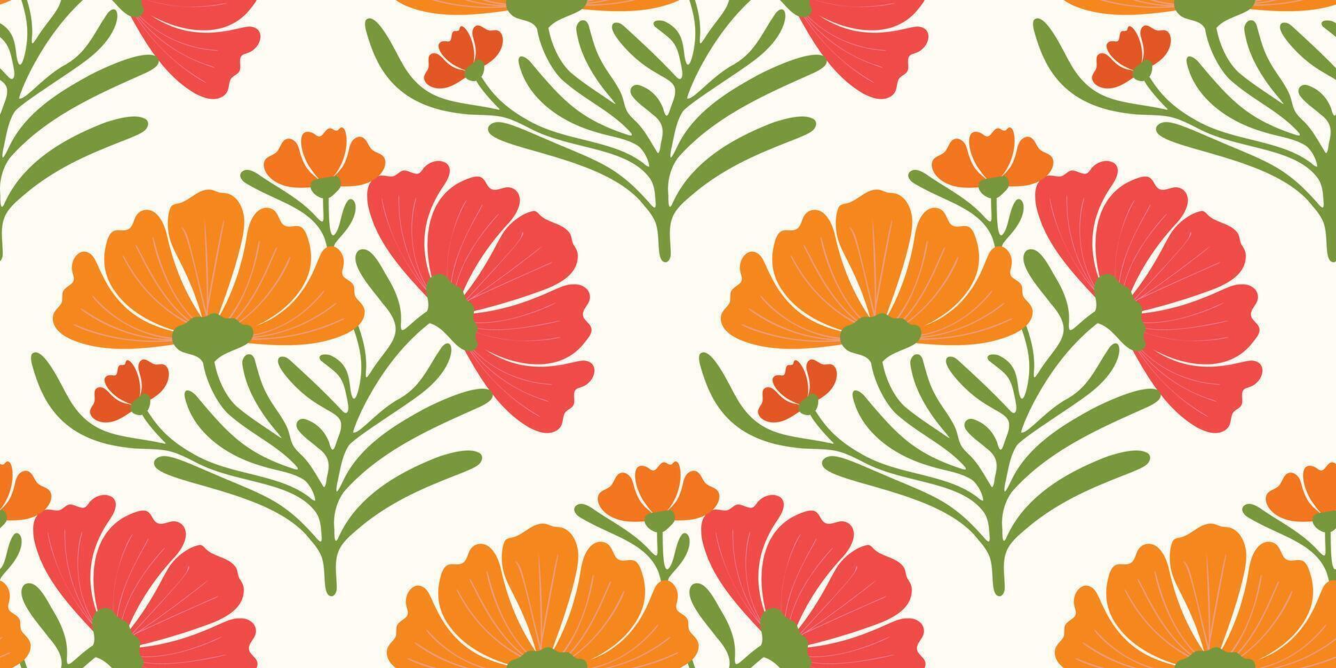 Exotic hand drawn flowers, seamless patterns with floral for fabric, textiles, clothing, wrapping vector