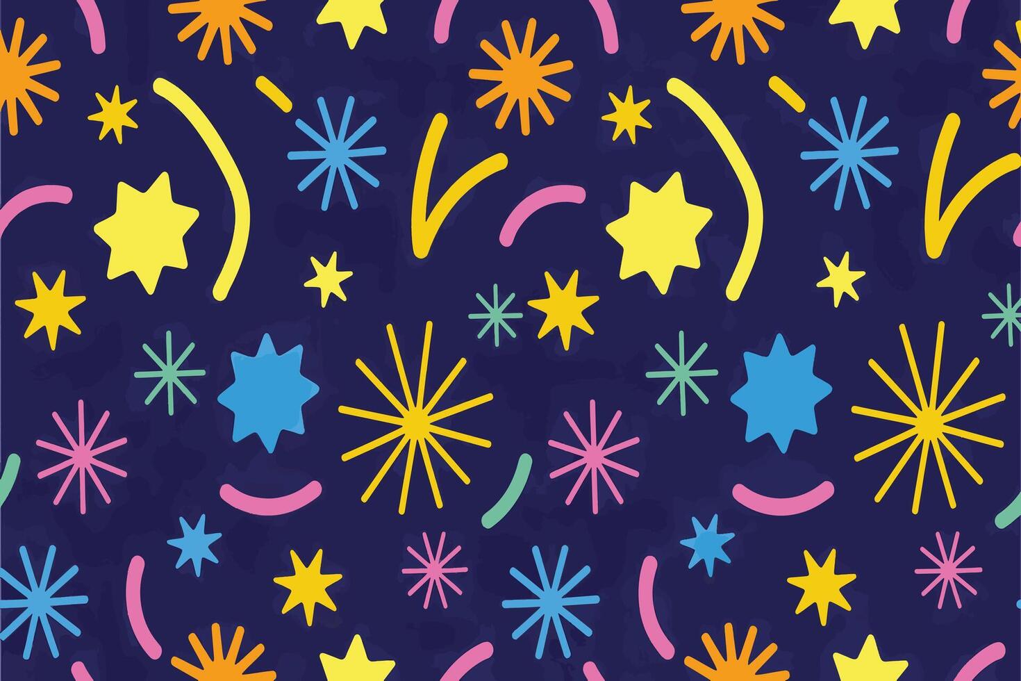 Festive starbursts and curved lines abstract background vector