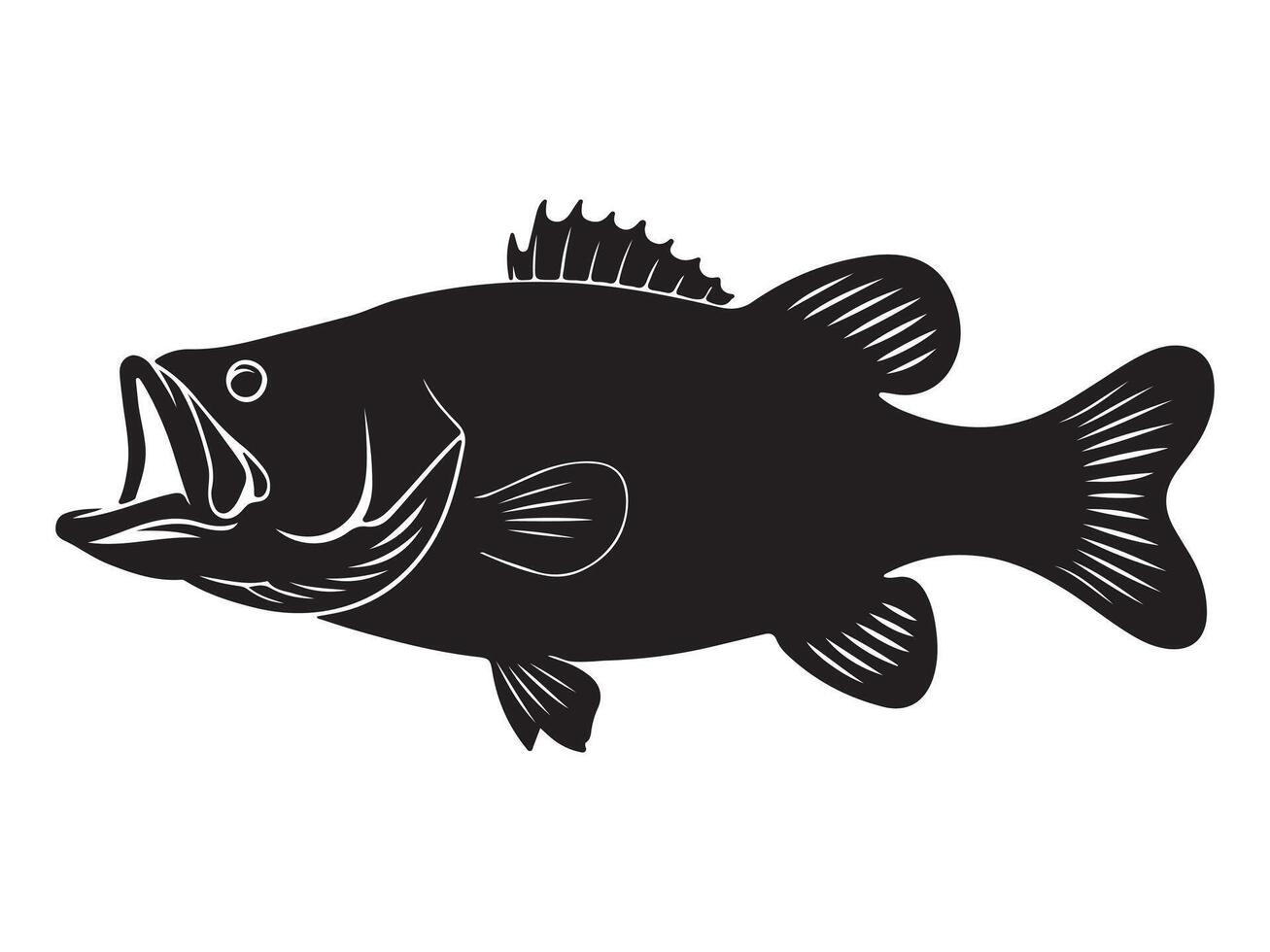 Fish silhouette in black isolate on a white background vector