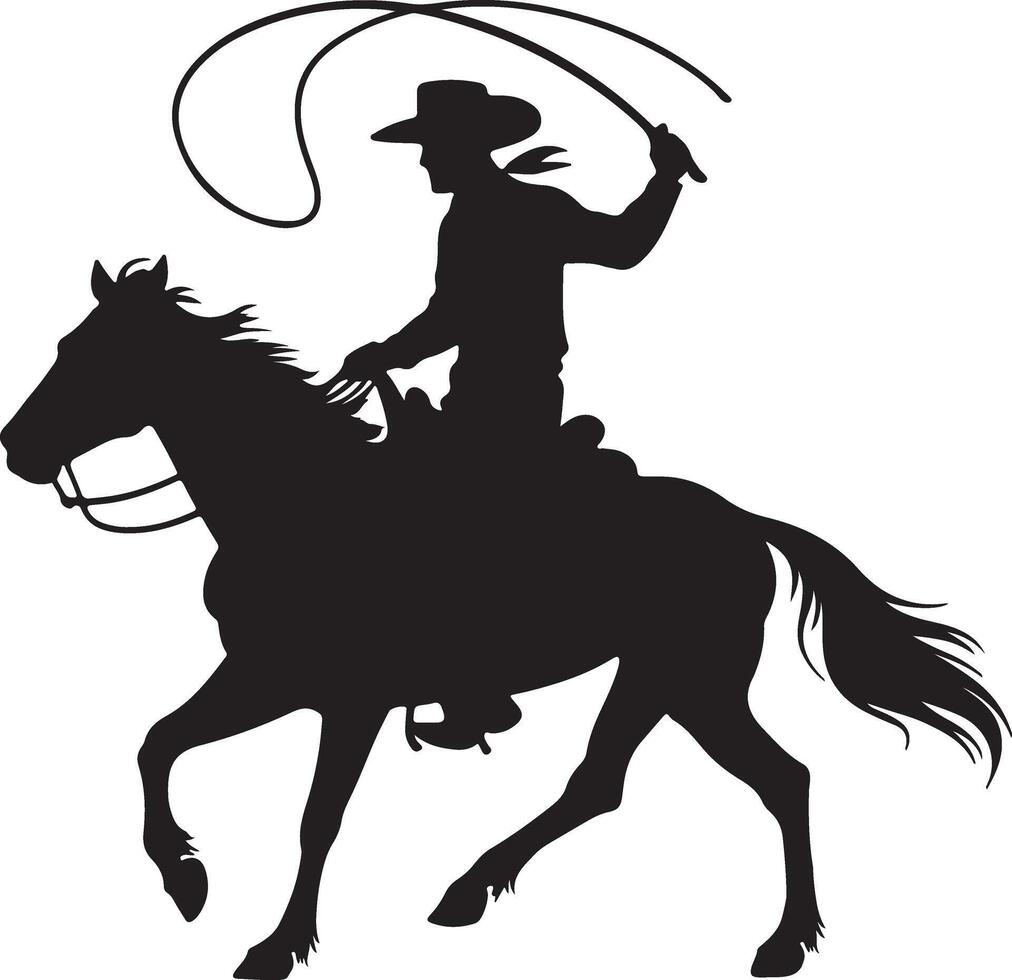 Cowboy riding horse with lasset illustration vector