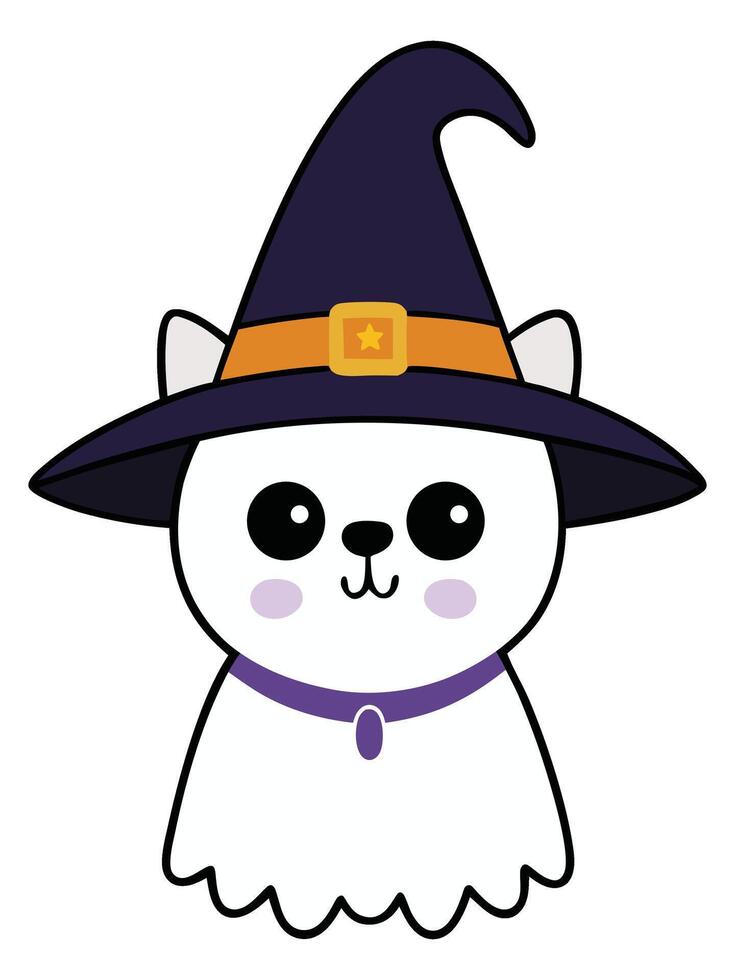 Cute Halloween spooky with hat illustration design vector