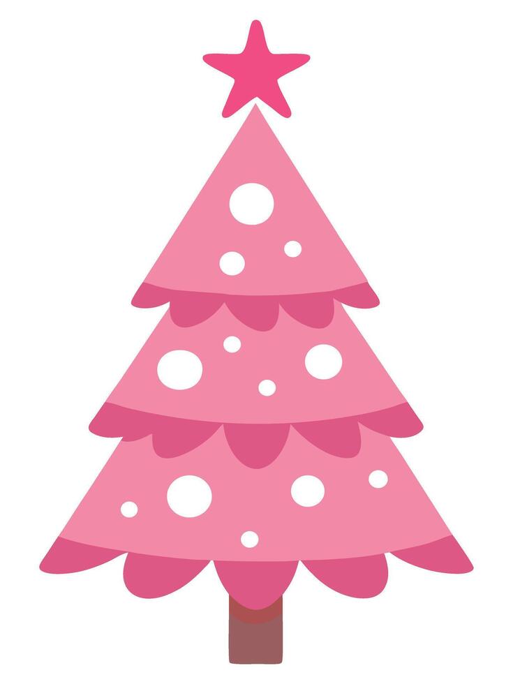 Pink Christmas tree illustration vector