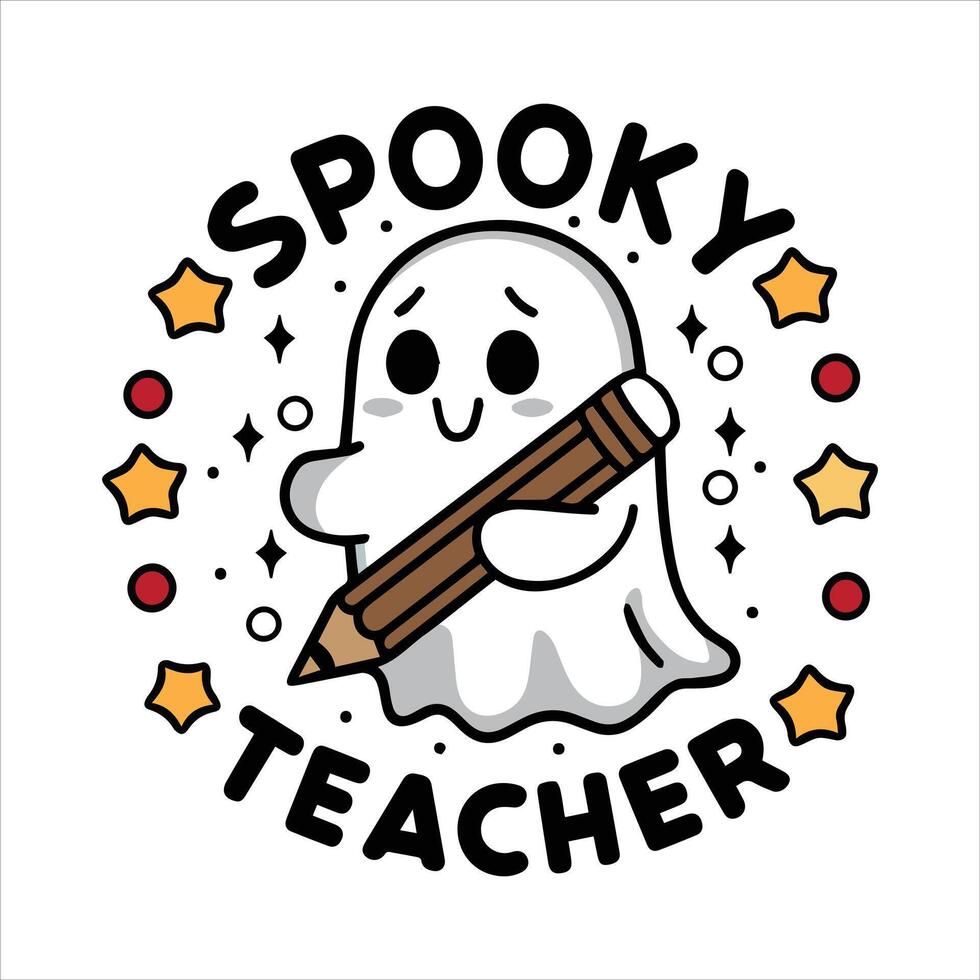 Teaching My Boos Spooky Teacher Art Illustration Design vector