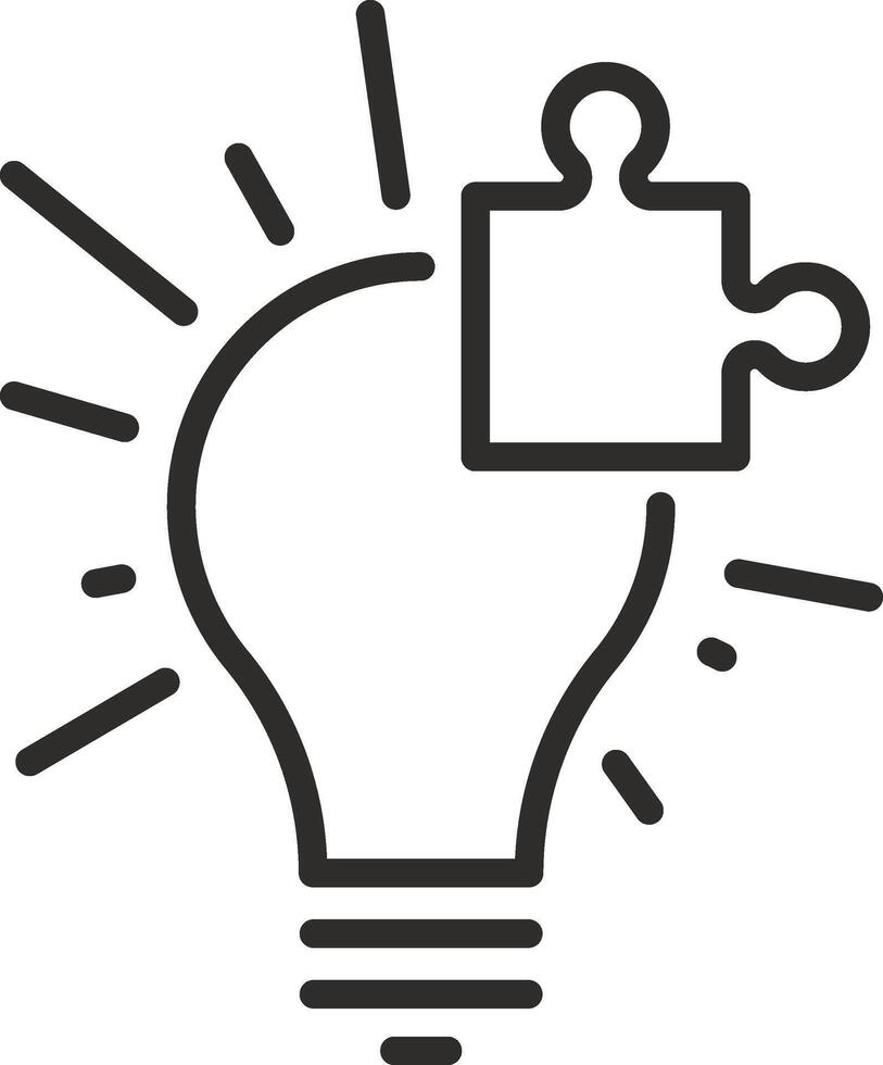 solution icon, light bulb and puzzle, way out, idea, linear sign isolated on white background - editable illustration eps10 vector