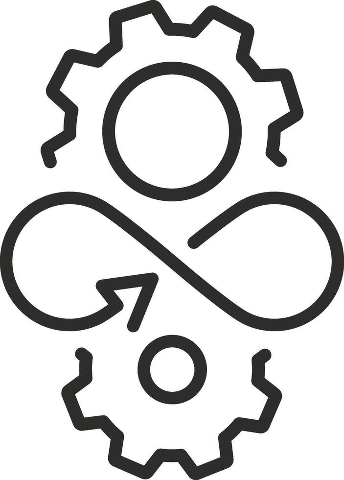 transformation icon, devops management, dev ops production, thin line symbol on white background, rapid education, editable stroke illustration vector