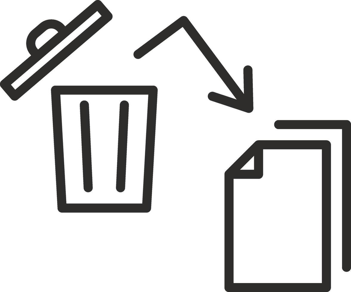 document restored after deletion, recover deleted icon, restore information or data, thin line symbol on white background - editable stroke illustration vector