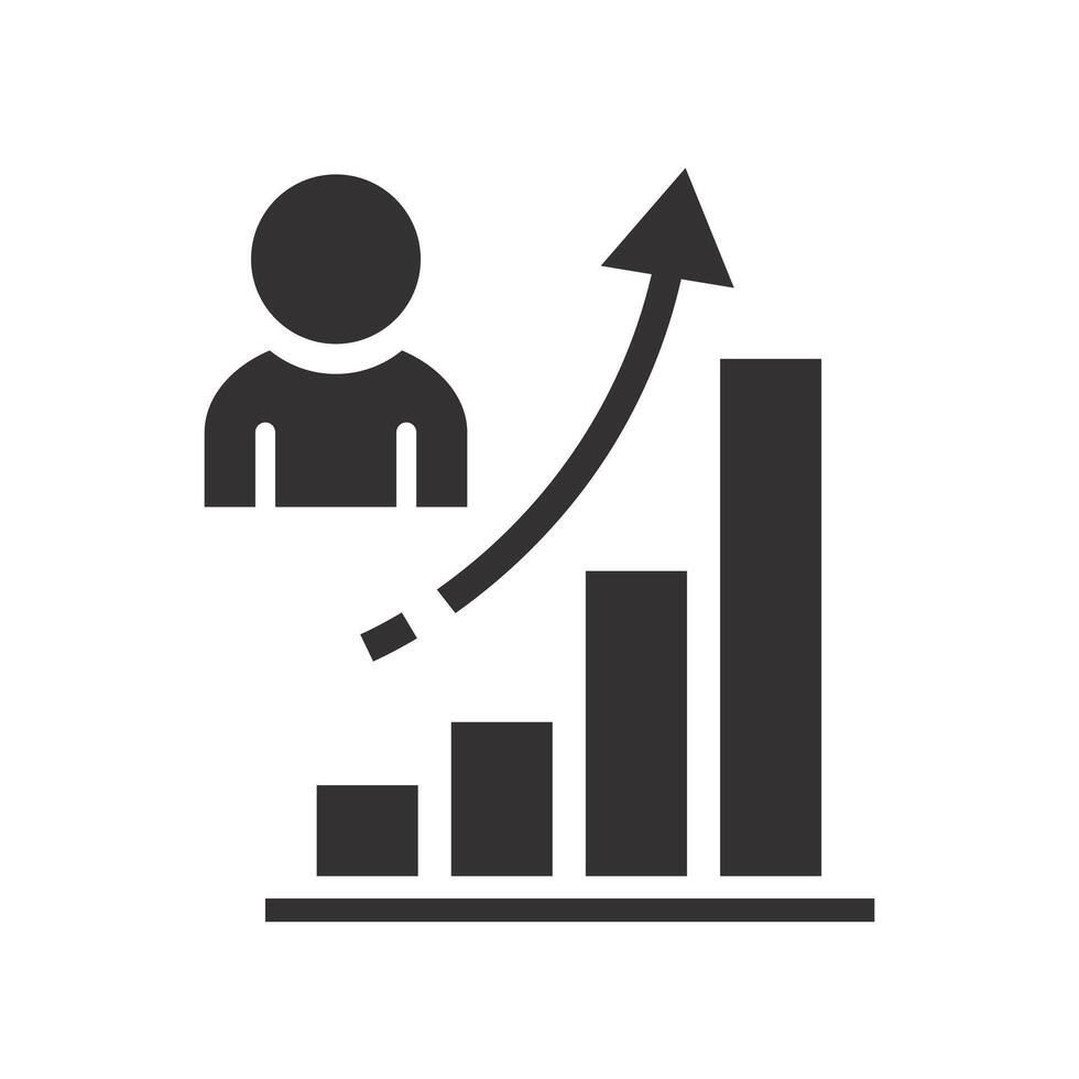 career growth with job, the growth of human popularity rating icon, statistic data of person, employee feedback, flat illustration vector