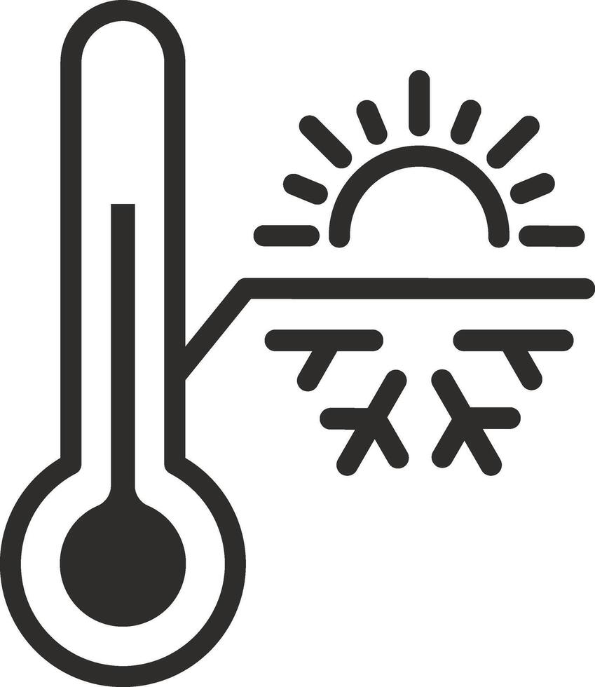 thermostat icon, hot and cold temperature, thermometer with sun and snowflake, thin line symbol on white background, illustration vector