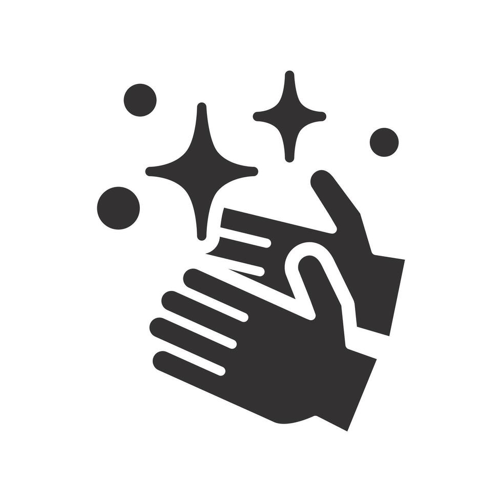 care and hygiene for hand, sanitizer, clean shiny hands icon, flat illustration vector