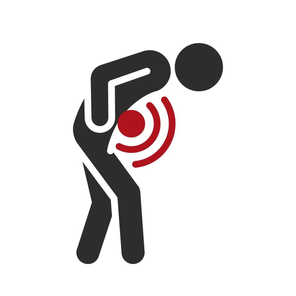 body ache or menstruation pains, abdominal pain icon, stomachache, flat illustration vector