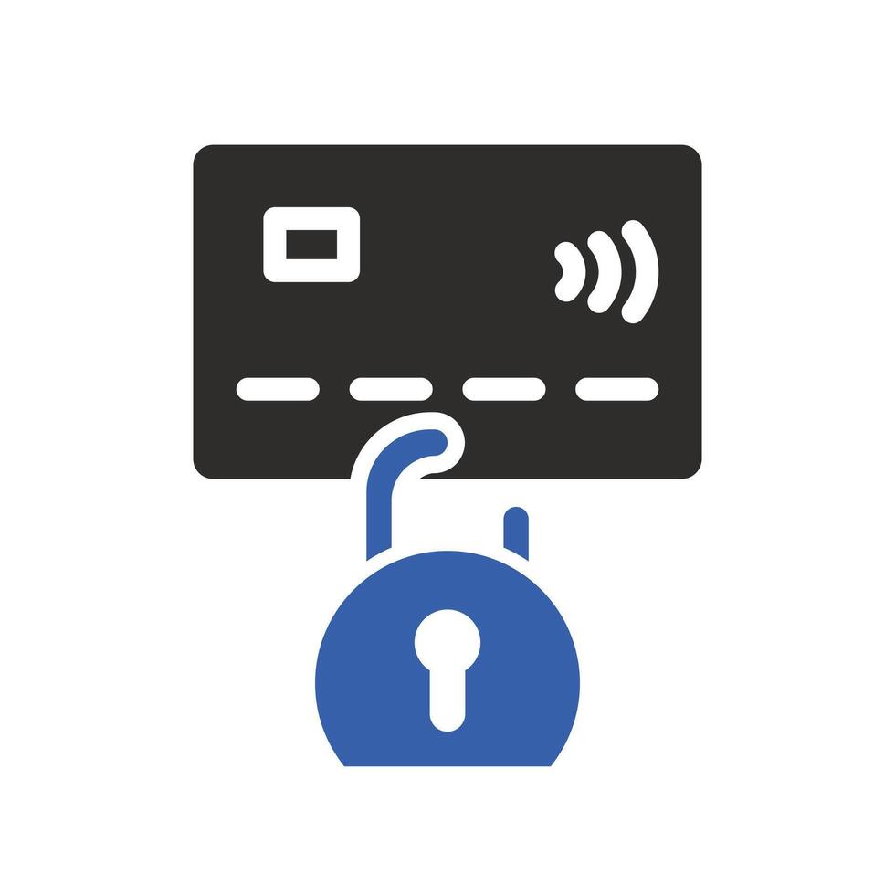 credit card with lock, secure payment icon, financial security, flat illustration vector