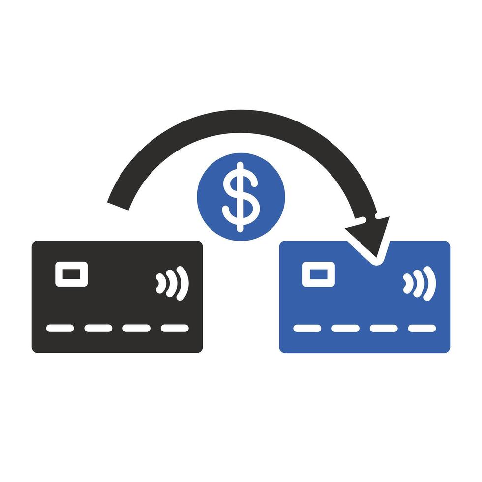 online financial transactions icon, transfer money from card to card, flat illustration vector