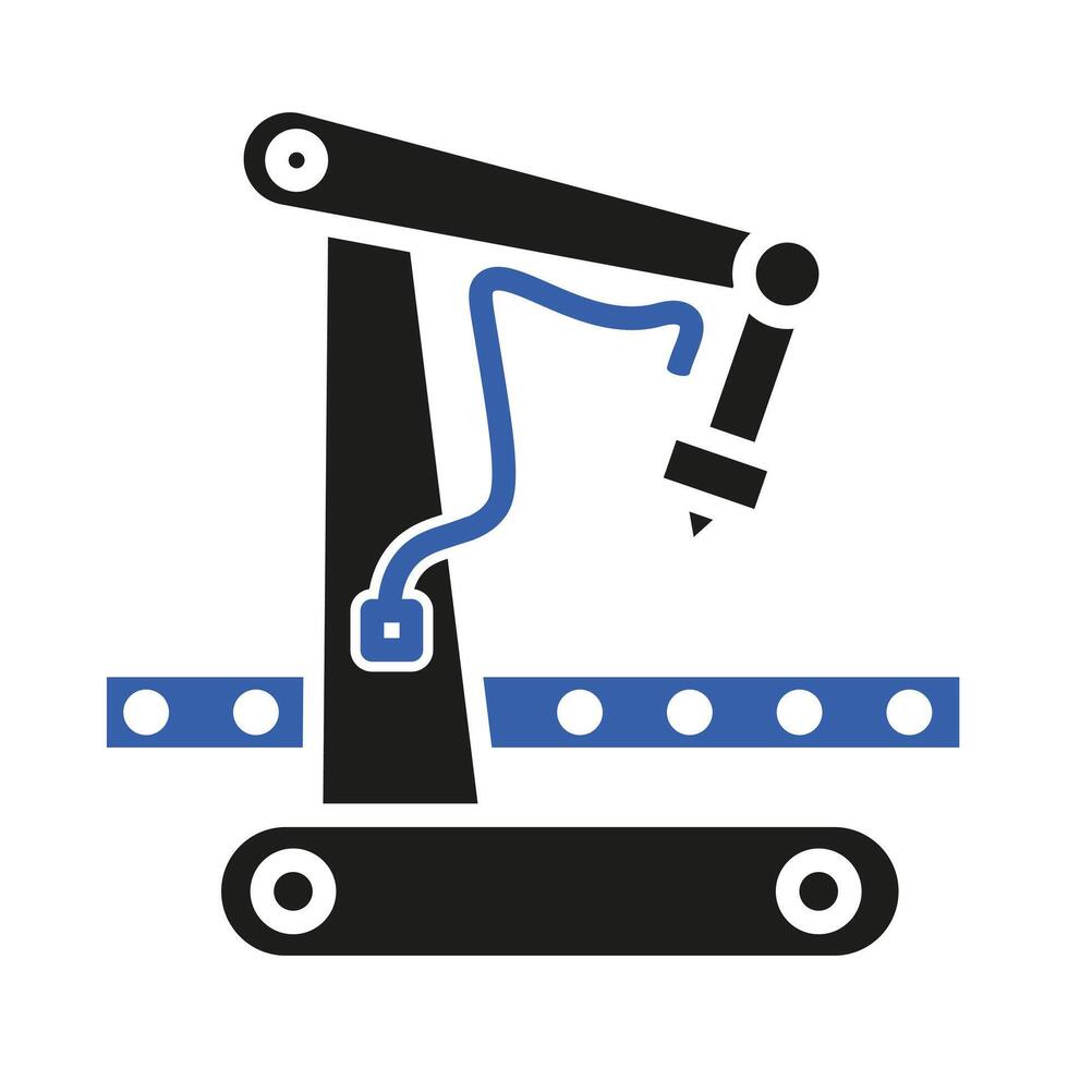 industrial robot arm, machine icon, factory, flat illustration vector