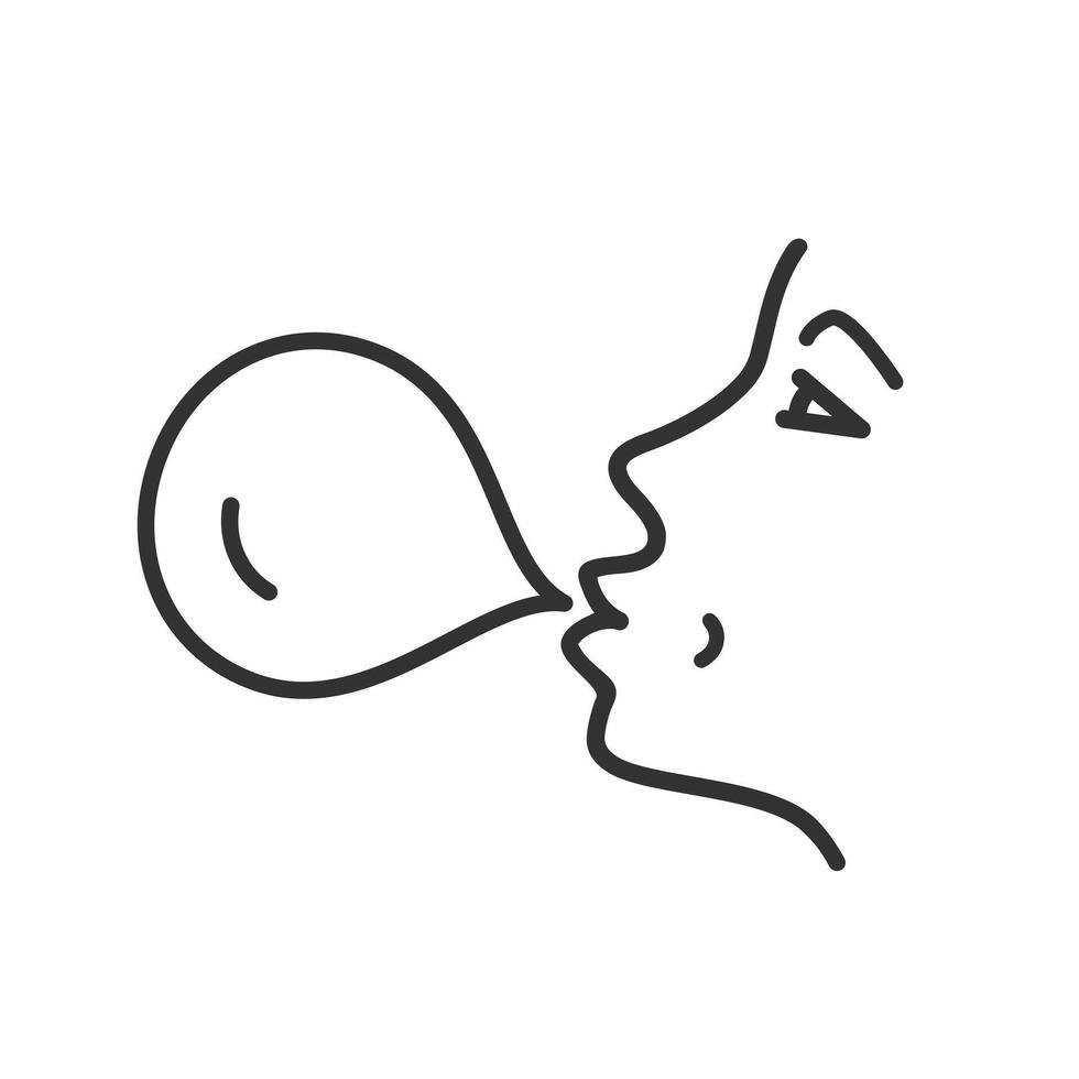 bubblegum icon, lips blowing gum bubble, line illustration vector