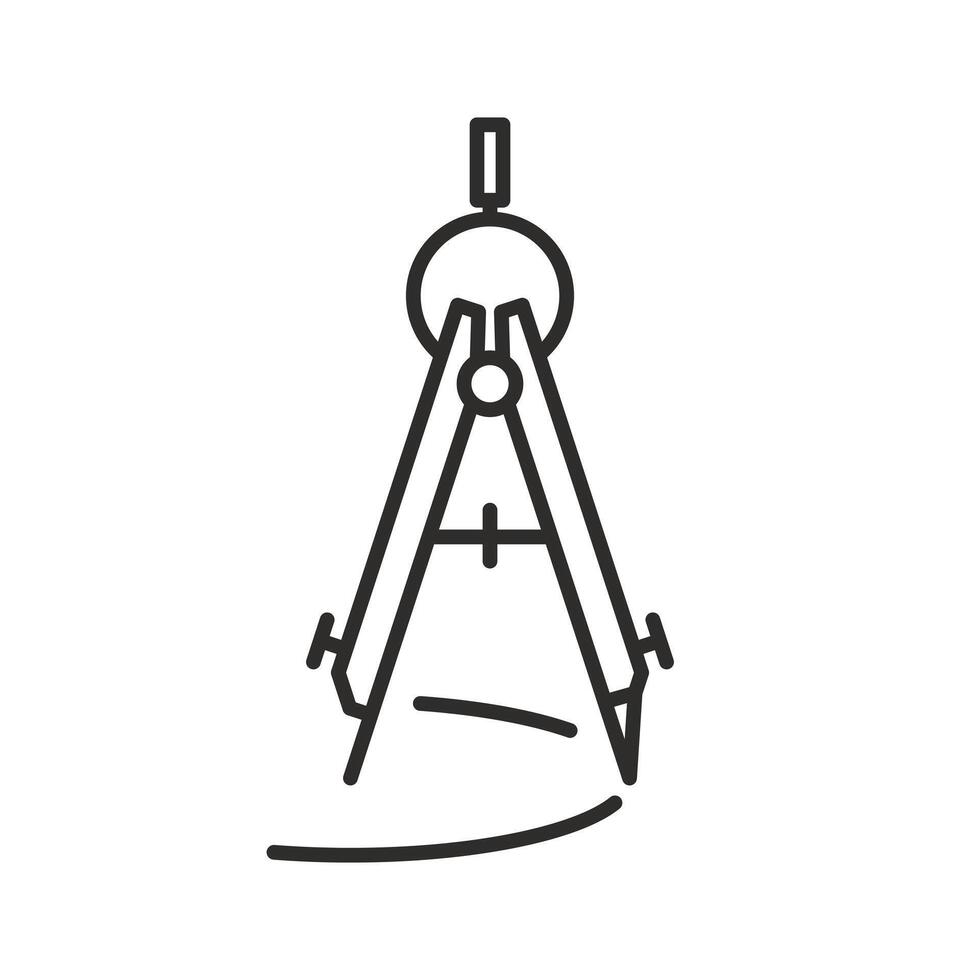 compass circle icon, calibration, drawing project, linear illustration, outline editable stroke vector