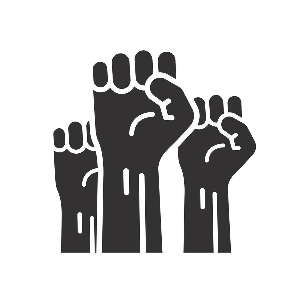 protest freedom, raised fists icon, feminism, flat illustration vector